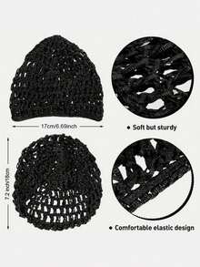 1pc Handmade Crochet Sleep Cap, Hair Cover, Hair Net, Hair Accessory, Suitable For Daily Use - Multicolor - View 3