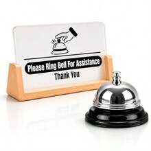 Desk Service Bell Kit With Please Ring Bell For Assistance Sign, Front Desk Bell For Service With Acrylic Counter Sign And Beech Wood Stand For Office Reception, Retail Store, Clinic, Warehouse - As Pic - View 8