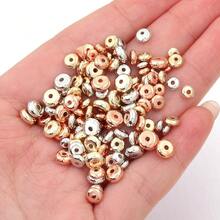 100-200pcs/Pack 4mm 6mm CCB Charm Spacer Beads, Silver Bead Wheel, Flat Round Loose Beads For DIY Jewelry Making Materials Accessories - Silver - View 6