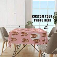 1pc Customized Photo Tablecloth - Use Your Own Photo Or Text Design, Suitable For Mother's Day, Valentine's Day, Christmas, Father's Day, Party, Restaurant, Cafe, Buffet, Picnic - Indoor And Outdoor Use - Style 2 - View 10