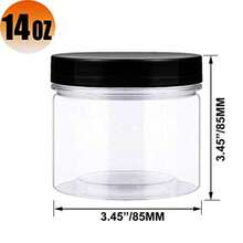 14oz 420ml 12 Pack Empty Clear Wide Mouth Plastic Jars with Smooth Lids and Labels - Round PET Containers for Food Storage and Dry GoodsCraft and More - BPA Free (Black Lids) - Tapas negras negras - Ver 3