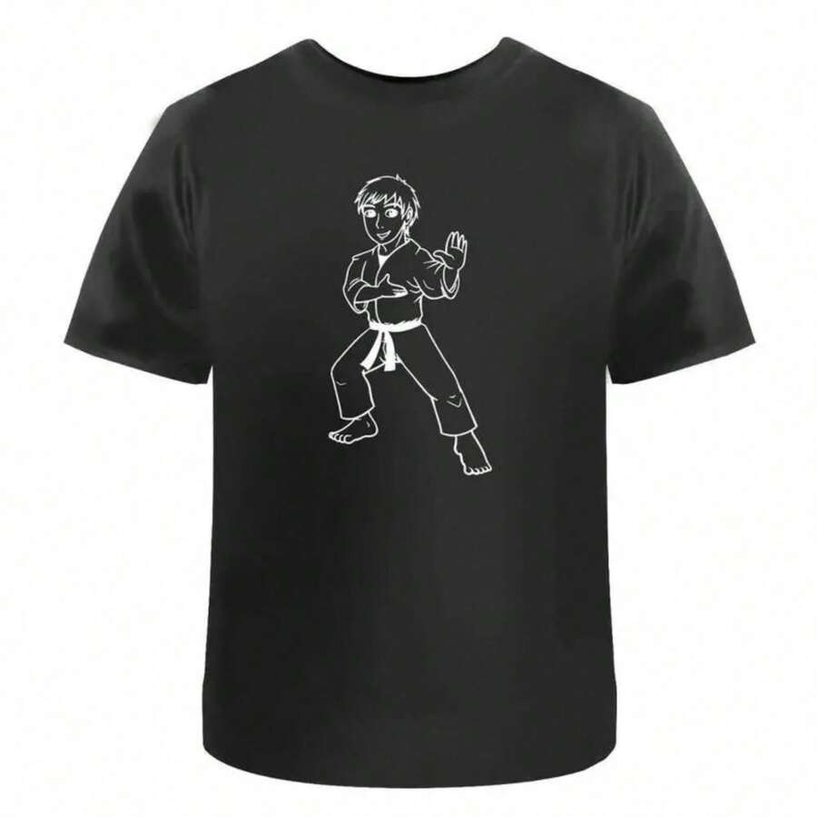 1 Piece Of Custom American Style Short Sleeve T-Shirt For Men And Women, Summer Couple Clothing, High-End Niche Brand, 180g 100% Cotton. - 黑色 7 - 查看 1