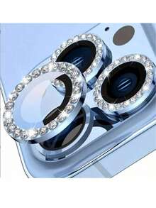 Camera Lens Protector For IPhone 11-16 Pro Max, Rhinestone | 9H Explosion-Proof Tempered Glass Metal Frame | 5D Full Coverage, Scratch-Resistant/Waterproof/Anti-Fingerprint | Suitable For Night Photography. Outdoor Adventure Gift, Ideal For Birthday, Family, Friends. Sparkling Crystal Lens Protector, Phone Accessory, Shockproof, Full Body Protection. - Blue - View 18