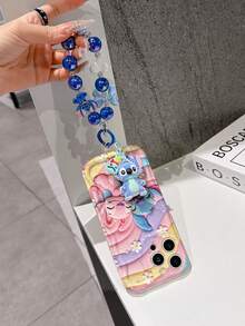 Disney Has Authorized, Phone Case - Chain Set, The Stitch Lilo & Stitch 3D Phone Case Plus A Silicone 3D Stitch Bracelet With Metallic Ring Removable Bracelet, Stitch And Angel Pattern, Compatible With Iphone17/16/15/14/13/12/11/XS/XR/X Plus Pro Max, A Stylish Cartoon Phone Case, The Perfect Gift Choice, Phone Protection, Durable Phone Cover, Great Gift For Friends And Family. - 白色 - 查看 5