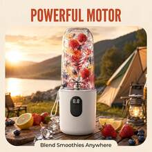 Portable Blender & Juicer With Ice Crusher – Extra Large Capacity, Long-Lasting USB Rechargeable Battery, 16 Blades For Smoothies & Juice–Quiet Ice Crushing–Perfect For, Labor Day, Thanksgiving, Christmas – Includes Free Mixing Lid, Great Gift Idea - White - View 4