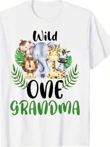 LXF2026Jungle Animal Birthday Zoo Grandma T-Shirt 9.Jpg220G 220g Loose Fit Cotton T-Shirt, Unisex Maximum Comfort, Suitable For All Types Of People, Whether Women Or Men. Durable High Quality Fabric, Suitable For All Sewing, Soft To The Touch, Yet Durable. Breathable Tops For Women. Women's Autumn Outfits, Vacation, Halloween Costumes For WomenXIAM - 白色 - 查看 1