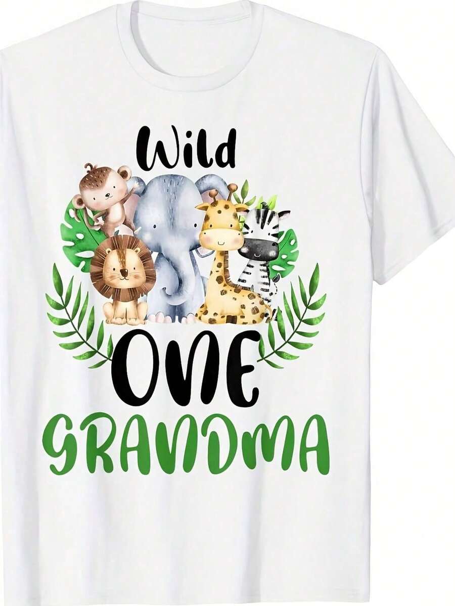 LXF2026Jungle Animal Birthday Zoo Grandma T-Shirt 9.Jpg220G 220g Loose Fit Cotton T-Shirt, Unisex Maximum Comfort, Suitable For All Types Of People, Whether Women Or Men. Durable High Quality Fabric, Suitable For All Sewing, Soft To The Touch, Yet Durable. Breathable Tops For Women. Women's Autumn Outfits, Vacation, Halloween Costumes For WomenXIAM - 白色 - 查看 1