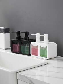 Dispensador de jabón de cocina, juego de dispensador de jabón para platos, botella dispensadora de jabón para manos, soporte para esponja y estante para platos, caja de jabón, adecuado para almacenamiento en la encimera del fregadero de la cocina - Accesorio práctico de cocina - (Toalla no incluida) - Multicolor - Ver 8