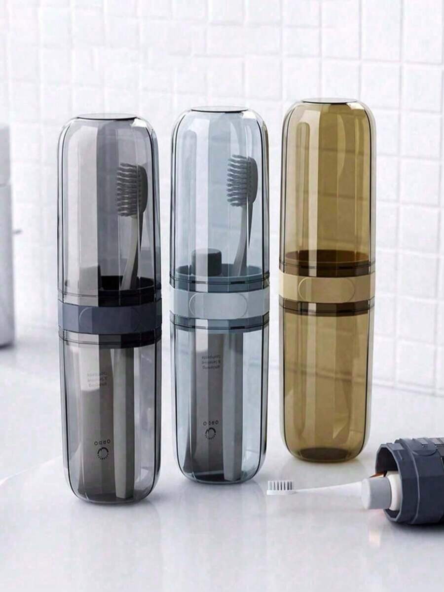 Large Capacity Travel Toothbrush Cup With Lid Dust-Proof Toothbrush Holder Storage Box, Suitable For Frequent Travel Men And Women, Moisture-Proof Toothbrush Toiletry Box, Applicable For Bathroom, Gym, Cruise, Camping, Beach Vacation, Dorm, Back To School Travel Essential Accessory - Multicolor - View 1