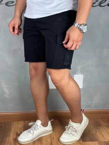 Bermuda Cargo Preta - Preto - Visão 5
