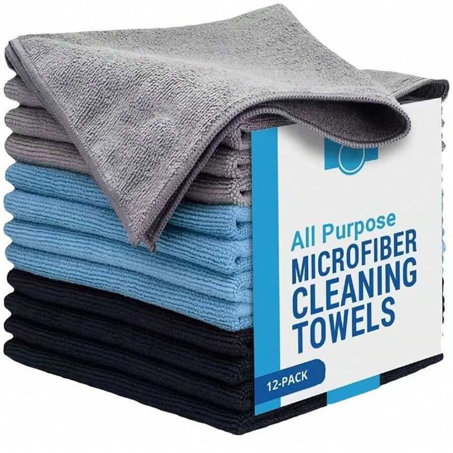 Multifunctional Double-Sided Microfiber Towel, Super Absorbent Quick-Drying, Lint-Free, Scratch-Resistant, Cleaning Cloth, Black Thick Towel Suitable For Car Washing Detail Treatment, Pet Bathing, Kitchen Bathroom Furniture Floor Cleaning, Durable And Reusable, Washable Multi-Pack Cleaning Supplies, Suitable For Daily Home And Car Maintenance - Black - View 1