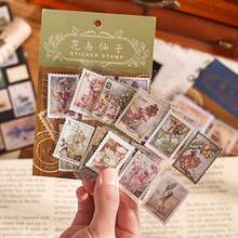 4pcs Vintage Postage Stamp Series Sticker Pack, Artistic Decorative Stickers For Scrapbooking, Planner, Journaling, DIY Arts And Crafts - 4 Sheets - View 6