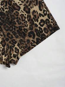 Pantalones cortos de mujer con estampado de leopardo de moda, para verano - Marrón - Ver 5