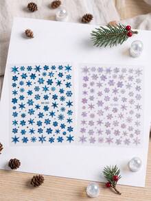 5pcs/Set Snowflake Stickers, Laser Glitter Gold Snowflake Stickers, Stationery Stickers For Students, Diary & Planner Stickers, Graffiti Stickers, Nail Art Stickers School Supplies - 5pcs SO-246 Gold + White + Red + Laser Blue + Laser Silver - View 2