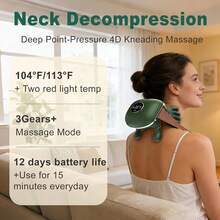 USB Rechargeable Neck And Shoulder Heating Massager, Electric Massage Device, Portable Acupressure Neck Shoulder Back Massager, Trapezius Muscle Massager, Human Hand Simulation Design, Deep Kneading Massage For Shoulders And Legs - Multicolor - View 7