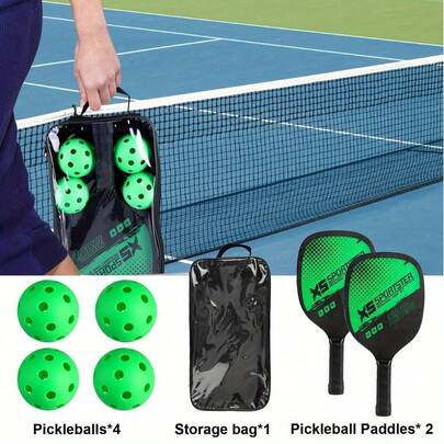 Paleta de Pickleball de Madera Juego de 2 Paletas de Pickleball 4 Pelotas de Pickleball Raquetas para Exteriores e Interiores Paleta de Pickleball Ligera Es un Equipo de Entrenamiento Ideal Regalo para Hombres y Mujeres.