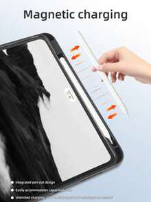 1件白色筆記本平板保護殼，相容 iPad Mini4/Mini5/Mini6/Air/Air2/9.7/10.2/10.5/Air4/Air5/10.9/Pro 11"/10th Gen/Air 11-In.(M2)-2024，不含筆，內建筆槽，三折支架，右側筆槽多折，磁吸休眠/喚醒，翻蓋平板保護殼 - 彩色 - 查看 10