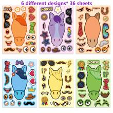 1/2/6 Sets"Build Your Own Horse" Sticker Kit, 6 Sheets Interactive DIY Horse Face Stickers , Whimsical Make-A-Horse Sticker Sheets, Suitable For Birthday Parties, Craft Nights, Party Favors, Educational Activities & Family Fun - Multicolor - View 11