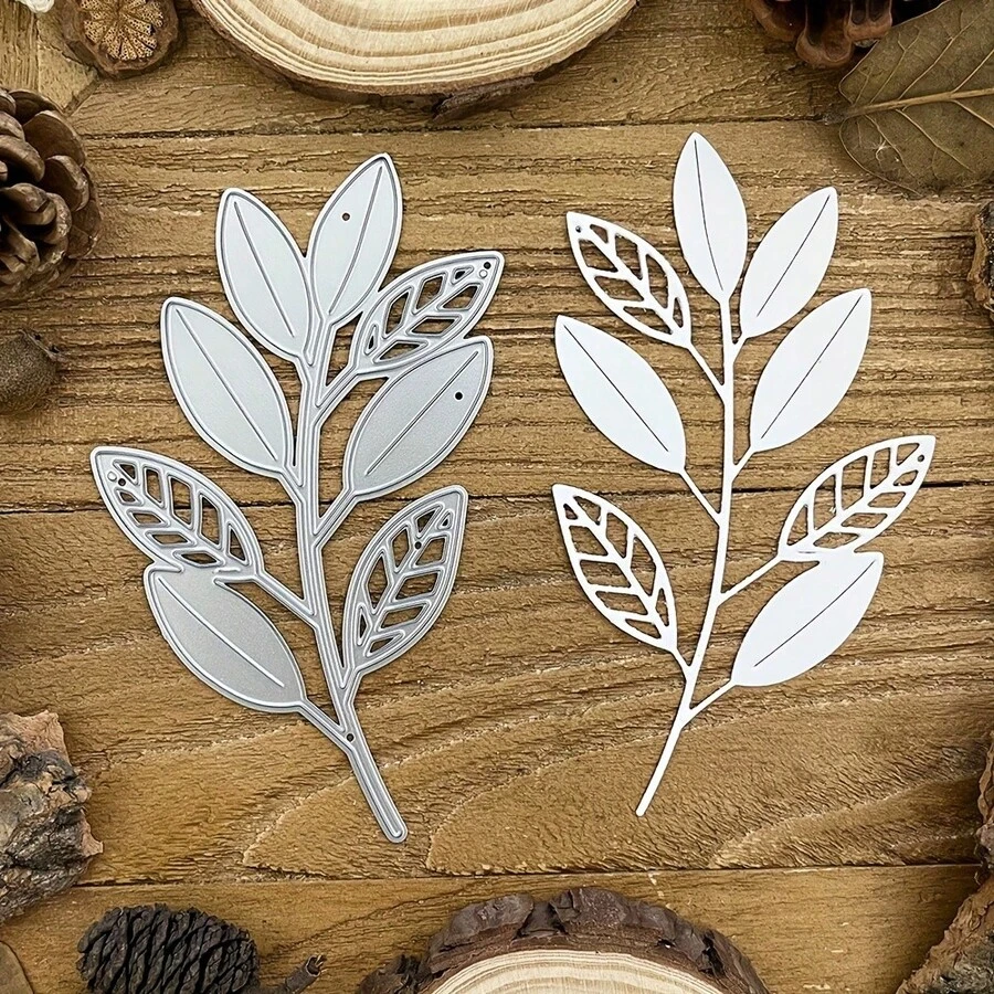 1pc Basic Leaf & Branch Metal Cutting Die For Scrapbooking, Photo Album, Greeting Card, Home Decor, Holiday Blessings, Handmade Craft