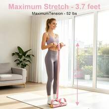 Fashionable Rally Exerciser, Fitness Resistance Band, Pedal Resistance Band With Handle, Pedal Resistance Device, Multifunctional Elastic Yoga Resistance Band, Suitable For Strengthening Core Muscle Group Training - Purple - View 6