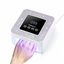 New Smart High-Power Nail Lamp Nail Dryer, Touch Screen, 21 LED UV Dual Beads, 4 Timers, Smart Sensor, Large Display, AB Rhinestone Decor, USB Cable, 2 Color Options,For Home, Salon Gift - White - View 9