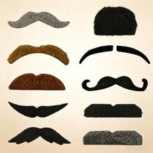 10/60 Stücke lustige, realistische Schnurrbart-Requisiten, Bart für alte Männer, Kostümparty-Fotoaccessoire, passend zu Piraten-, Cowboy-, Gentleman- und Vampir-Stilen, schaffen mühelos eine Vintage-/lustige Atmosphäre, geeignet für Feiertags-Themenpartys, Halloween, Weihnachts-/Silvesterpartys, Karneval/Festivals - Verschiedenfarbig - Übersicht 8