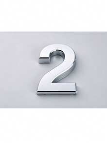 1pc 0-9 Self-Adhesive Durable Door Number Plate, Business Style Silver High-Gloss 3D Detailed Signage Suitable For Hotels, Mailboxes - House Number - View 19