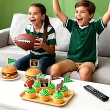 36 piezas de decoracin para cupcakes de ftbol, decoracin de touchdown para de cumpleaos, da de juego deportivo, suministros de celebracin - inicial - Ver 6