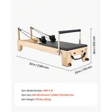 Pilates Reformer Machine, Wooden Pilates Workout Equipment For Home Gym Studio Use, Pilates Bed With Dual Resistance- Spring & Cord, Reformer Set With Sitting Box, Up To 400 LBS - 400 Lbs - View 7