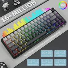 ATTACK SHARK X66 Wireless Mechanical Gaming Keyboard With Knob,Tri Mode USB-C/BT5.0/2.4G Gasket Mounted 60% RGB Gaming Keyboard, Side Printed PBT Keycap,Hot Swappable Strawberry Switch - Cheese White/ Star Black/ Moonlight/ BlackBerry - View 6