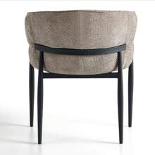 Fabric Dining Chair, Curved Back High-Density Fabric Dining Chair, Powder Coated Metal Legs, Suitable For Dining Room/Kitchen/Coffee Corner, 4 Colors Available - Beige - View 5
