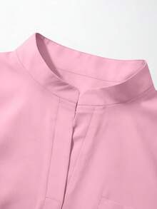女款手術刷洗服套裝，牙科診所刷洗服套裝，純色手術刷洗服套裝，女款運動褲套裝，實驗室/醫院/寵物護理 粉色秋季款 - 粉色 - 查看 5