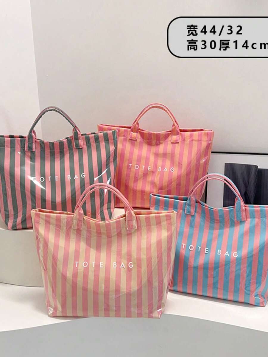 1 Stück personalisierte transparente gestreifte Tragetasche, wasserdichte PVC-Strandtasche mit großer Kapazität, anpassbarer Name/Buchstaben-Muster, Sommer-Strandurlaub-Schwimmtasche, Brautjungferngeschenk, Brautparty-Tasche, Hochzeitsgeschenk, Damen-Mode-Handtasche, Reise-Aufbewahrungstasche, Pool- und Strand-Essential, Geburtstagsgeschenk, Geschenk für die beste Freundin, Muttertagsgeschenk, Sommerurlaubs-Accessoire - Verschiedenfarbig - Übersicht 1