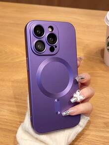 1 Piece Magnetic Phone Case, Magnetic Induction Slim Phone Case, Compatible With IPhone 16/16Pro/16Plus/16ProMax - Purple - View 8