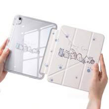 Y型摺疊保護殼 適用於 iPad (A16) 11代 11吋 10代 10.9吋 Air 8 (M4) 11吋 2026 7代 8代 9代 10.2吋 Pro 11 2020-2022 Air 7/6 (M3/M2) 11吋 S10 Lite A11 A11+ 附筆電收納槽 智慧保護殼 柔軟 TPU 背板 自動喚醒/睡眠 - 小貓 - 查看 5