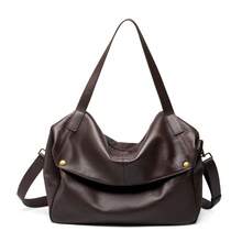 New Large Capacity Soft Leather Tote Bag | Genuine Leather Shoulder Casual Handbag For Women | Simple Light Luxury Work & Everyday Shopper - Coffee - View 7