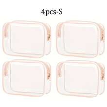 4/3/2/1 Pc S/M/L Fashion Simple Unisex Cosmetic Bag, Waterproof Transparent Makeup Bag, 1 Quart Capacity, Unisex, Carry-On Approved, Ideal For Travel Makeup Storage. - Multicolor - View 11