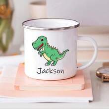 Taza de café de dinosaurio personalizada con nombre, taza personalizada para niños, recuerdos de fiesta de cumpleaños para niños, regalo de Navidad y San Valentín - -A015WH-88 - Ver 6