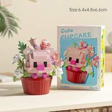 Micro Particle Building Blocks Dessert Pet Potted Plant Set, Red Panda Capybara Bear DIY Assembly Decor, Educational Healing Desktop Ornament, Student Birthday Gift Party Favor, Suitable For Children Building Block Collection Enthusiasts - 彩色 - 查看 15
