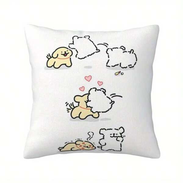 1pc Cute Maltese & Golden Retriever Puppy Pillow Cover, Adorable Line Art Dog Design Cushion Case For Bed Sofa Home Decor Gift(Pillow Insert Not Included)