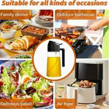 1pc 400ml/300ml/200ml 2-In-1 Spray Oil Bottle, Made Of PP Material, With Spray And Pour Functions, Can Be Used As Olive Oil Sprayer And Oil Dispenser, Effectively Reduces Oil Splatter, Suitable For Kitchen Cooking, Grilling, Frying, Air Fryer, Baking, Salad Making, Garden Watering And Home Cleaning, Random Color Delivery. - Transparent - View 4