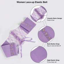 New Women's Lace-Up Waist Cincher, Fashionable Wide Lace Belt, Silk Elastic Material, Versatile Decorative Top Accessory - A - View 7