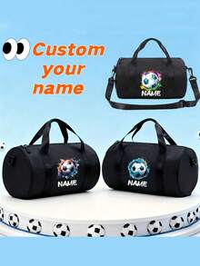 1pc Mini Customized Dance Bag, Perfect For Back To School Season. Cylindrical Design With Unique Splatter Blue And Green Soccer Print. Can Be Printed With Your Name. This Dance Bag/Sports Bag/Latin Dance Bag Is Suitable For Outdoor Travel And Gym. It Can Be Used As A Shoulder Bag Or Travel Bag, Perfect For Daily Use, And Also As A Gift For Friends And Family. - Multicolor - View 1