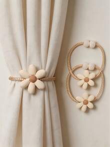 1/2pcs 3D Artificial Flower Adjustable Curtain Tiebacks, Pearl Curtain Ropes, Decorative Curtain Tiebacks, Suitable For Living Room, Bedroom, Office Home Decor, Curtain Decoration, Curtain Accessories - Multicolor - View 4