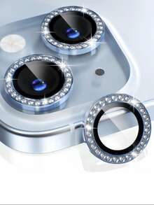 Camera Lens Protector For IPhone 11-16 Pro Max, Rhinestone | 9H Explosion-Proof Tempered Glass Metal Frame | 5D Full Coverage, Scratch-Resistant/Waterproof/Anti-Fingerprint | Suitable For Night Photography. Outdoor Adventure Gift, Ideal For Birthday, Family, Friends. Sparkling Crystal Lens Protector, Phone Accessory, Shockproof, Full Body Protection. - Blue - View 5