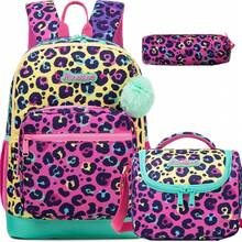 Conjunto de mochila escolar 3 en 1 para niñas, mochila estampada con bolso bandolera y estuche para lápices, diseño lindo, ligero y duradero, adecuado para estudiantes - Mochila escolar infantil - Ver 1