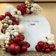 Burgundy And Gold Balloons - 10 Inch Burgundy Balloons Bright Graduation Balloon Metallic Gold Sand White Latex Balloon For Graduation Anniversary Wedding Birthday Party Decorations, 55 PCS - 18 YEARS - View 7