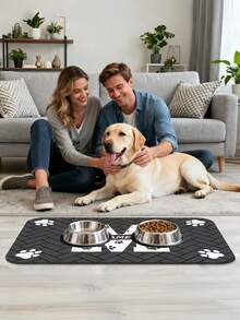 Personalized Custom Absorbent Dog Food Mat, Dog Feeding Mat, Pet Paw Print Pattern, Personalized Dog Food Mat With Pet Name, Personalized Dog Mat, Can Be Customized According To Your Dog's Name, Perfect For Protecting Floors And Keeping Feeding Area Clean - Multicolor - View 3