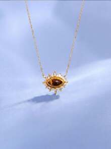 1pc S925 Sterling Silver Eye Pendant Necklace For Women, Elegant High-End Design, Sophisticated French Fashion Artistic Style, Versatile Collarbone Chain For Daily Commute, Birthday Gift For Girlfriend And Best Friend - Eye - View 7
