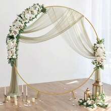 Gold Round Backdrop Frame Metal Hoop Balloon Arch Frame For Wedding Ceremony, Birthday Party, Baby Shower, Anniversary, Bridal Shower, Graduation Decoration - 1PC - View 5